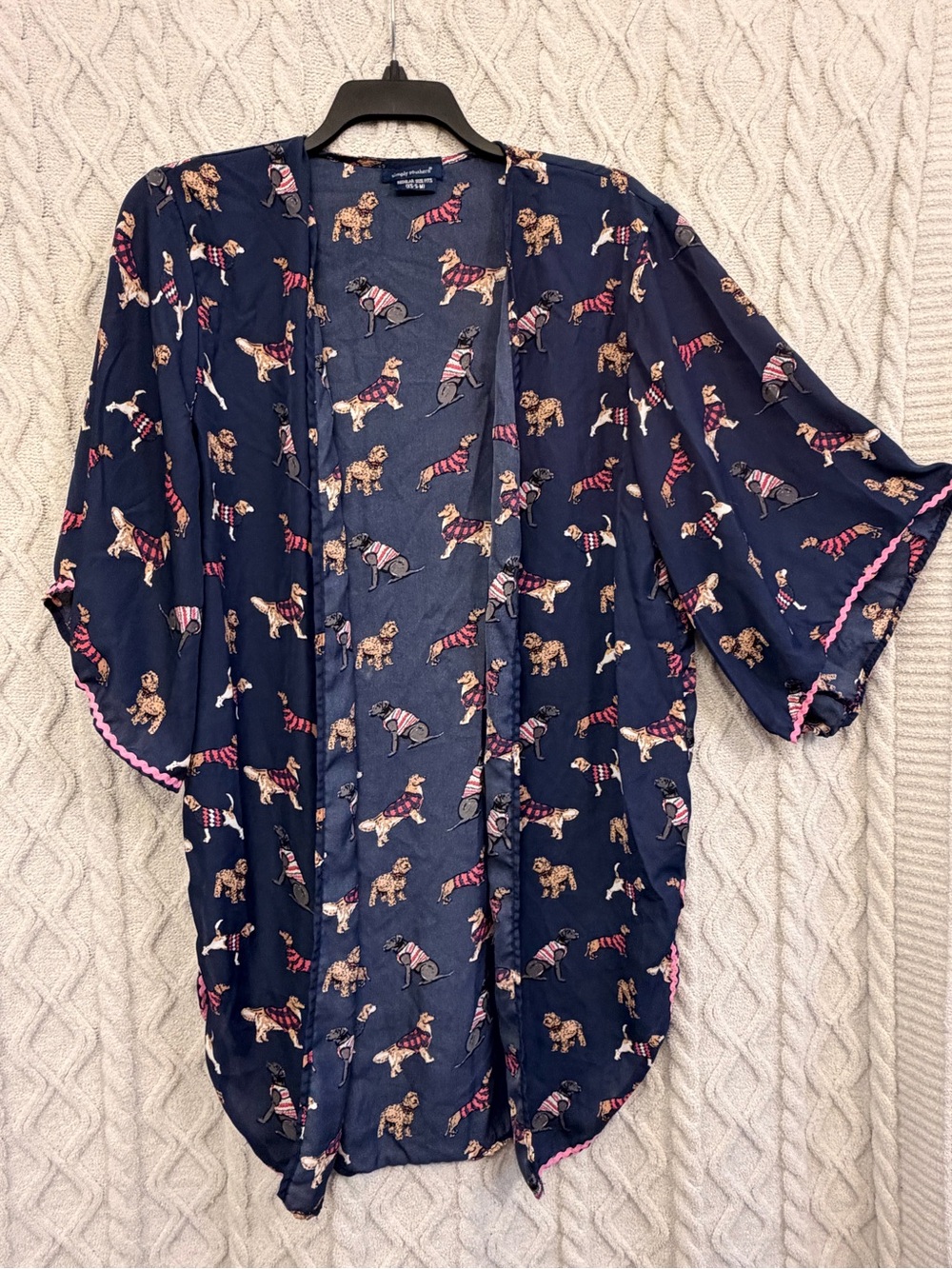 Womenβs Sheer Navy Dog-Print Cardigan